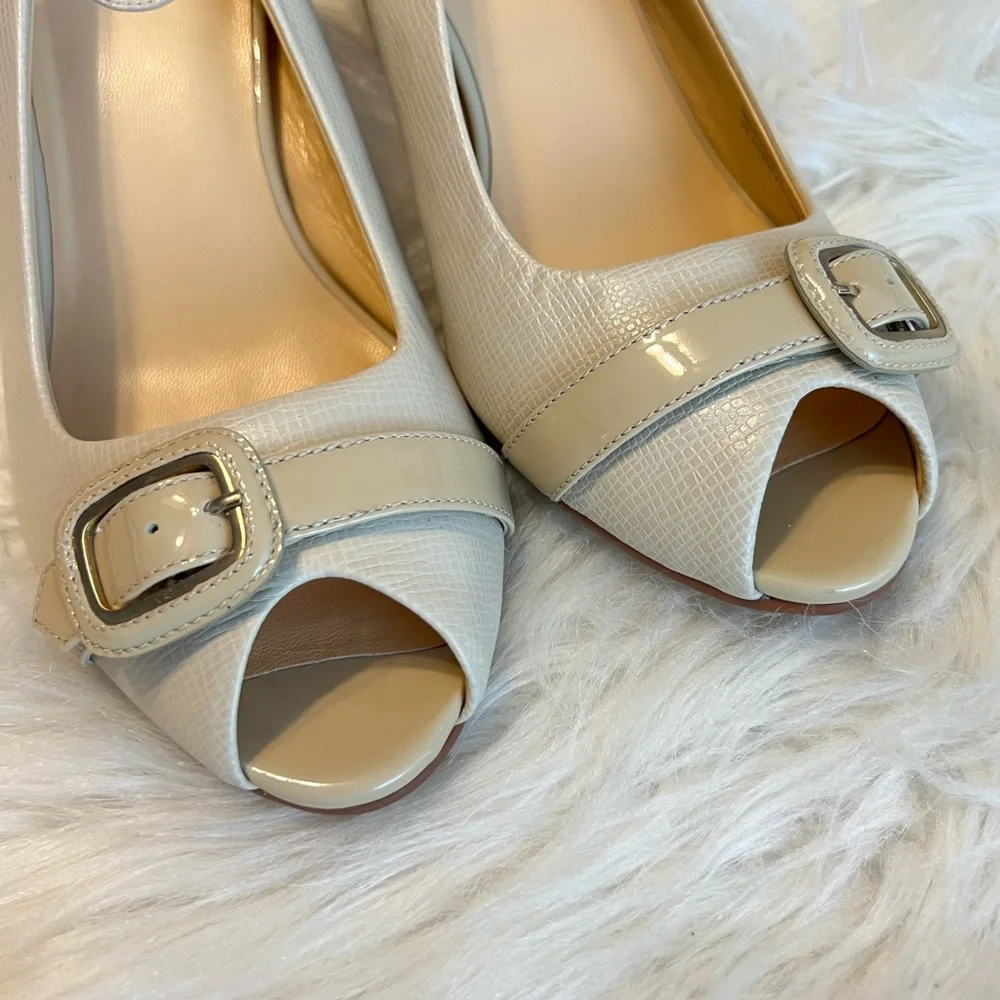 Cole Haan Nike Air Technology sling back Peep Toe Heels buckle detail Size 8 1/2